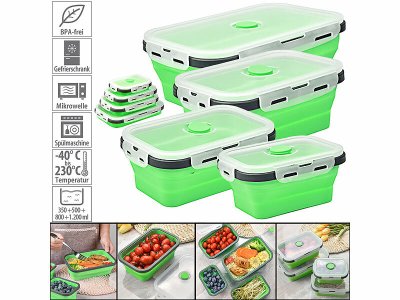 4er-Set Silikon-Frischhaltedosen faltbar