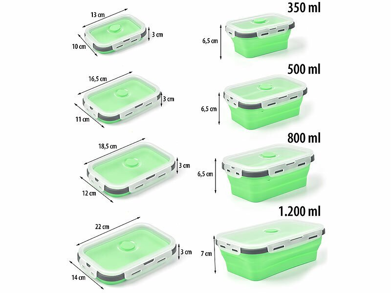 4er-Set Silikon-Frischhaltedosen faltbar